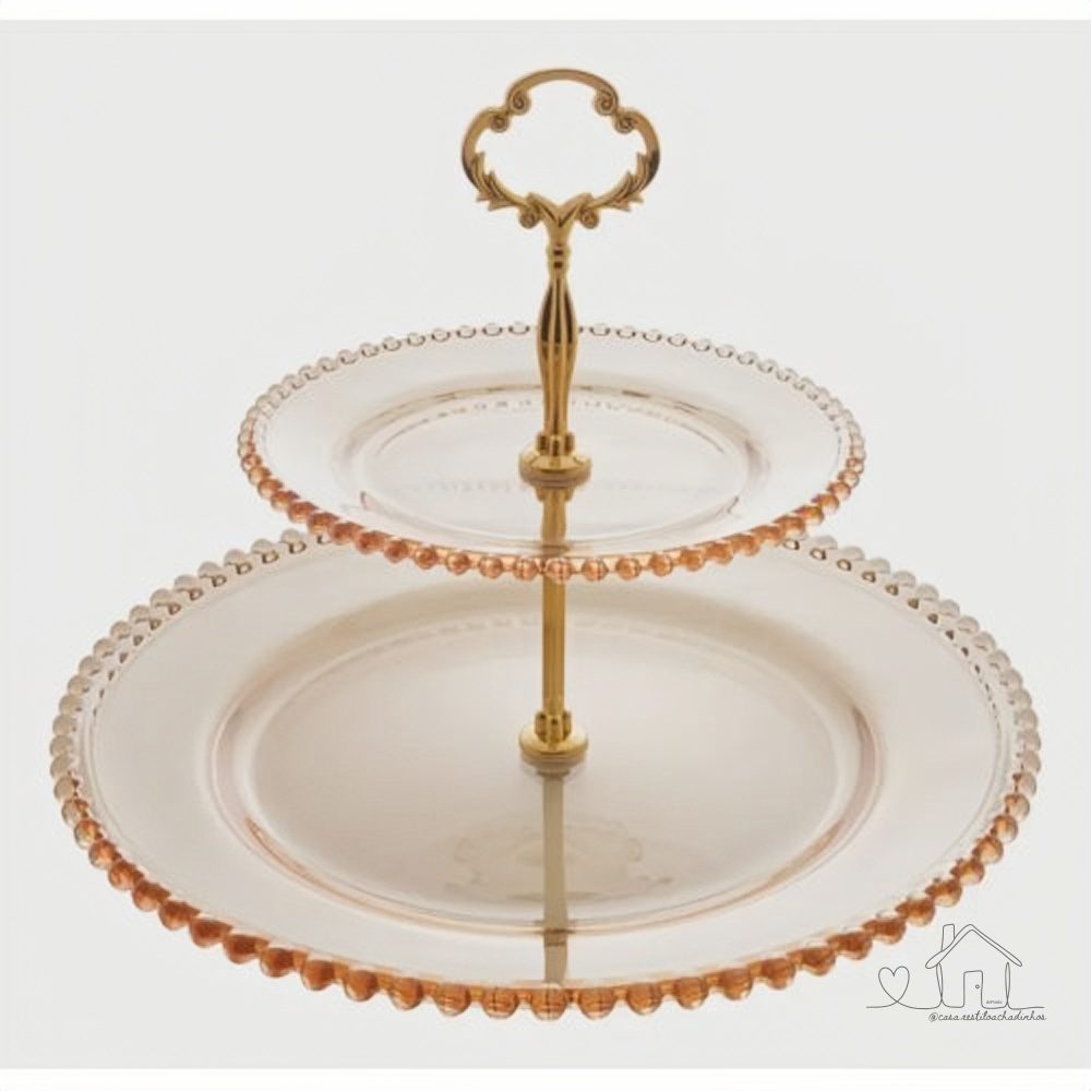 Prato duplo Cristal Doces Pearl Âmbar Wolff 32x24cm