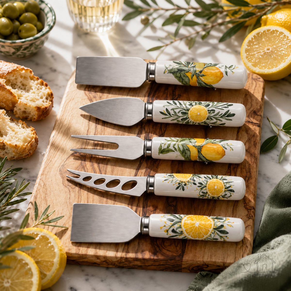 Conjunto de 5 Peças Para Queijo Cabo de Porcelana Limone