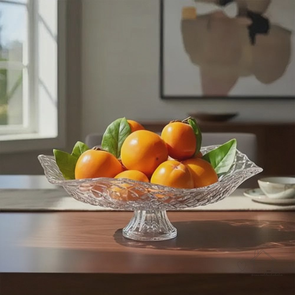 Fruteira de Vidro com Pé Ruvolo 32cm Redonda Porta Frutas