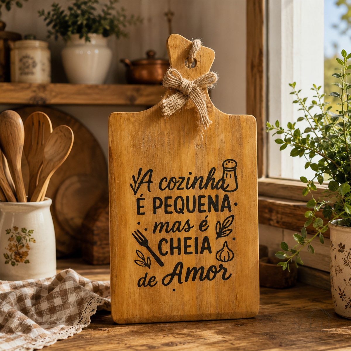 Placa Quadro Tábua decorativa rústica madeira pinus cozinha farmhouse fazenda