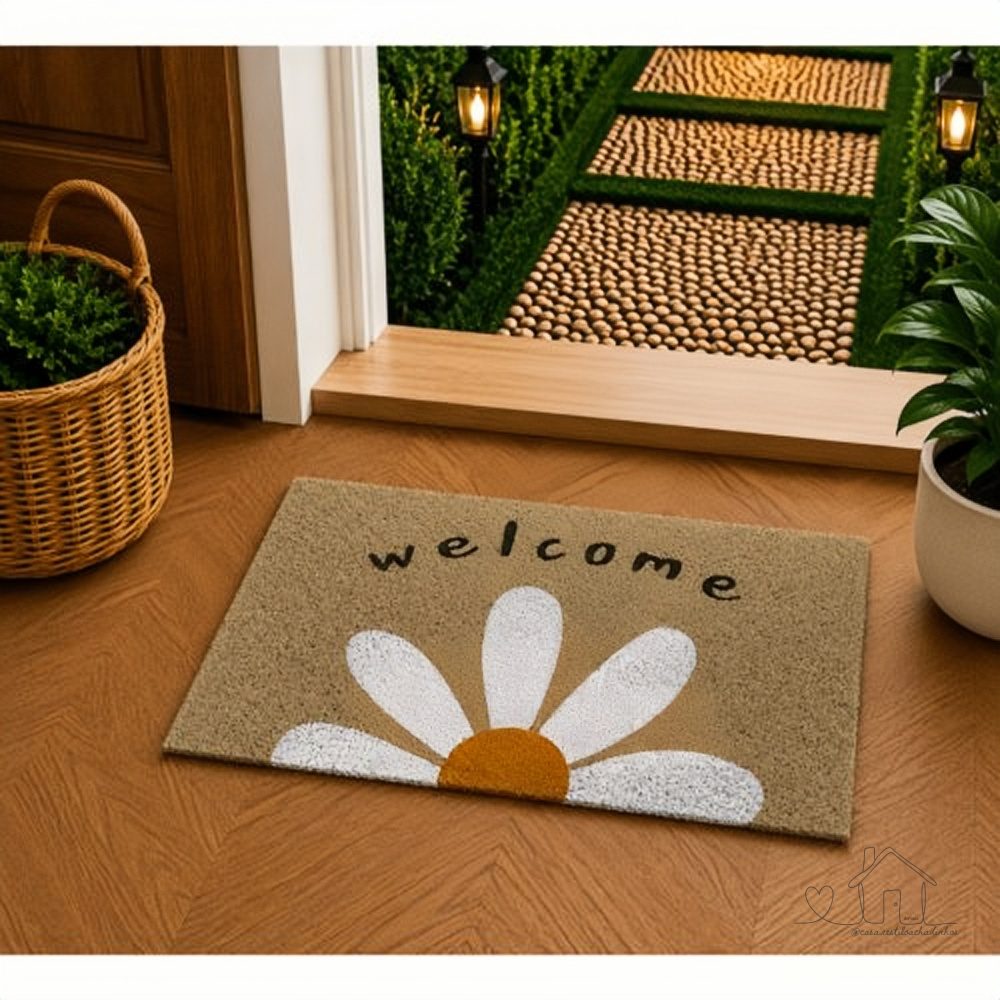 Tapete Porta Entrada Casa Capacho Vinil 40cm x 60cm Margarida