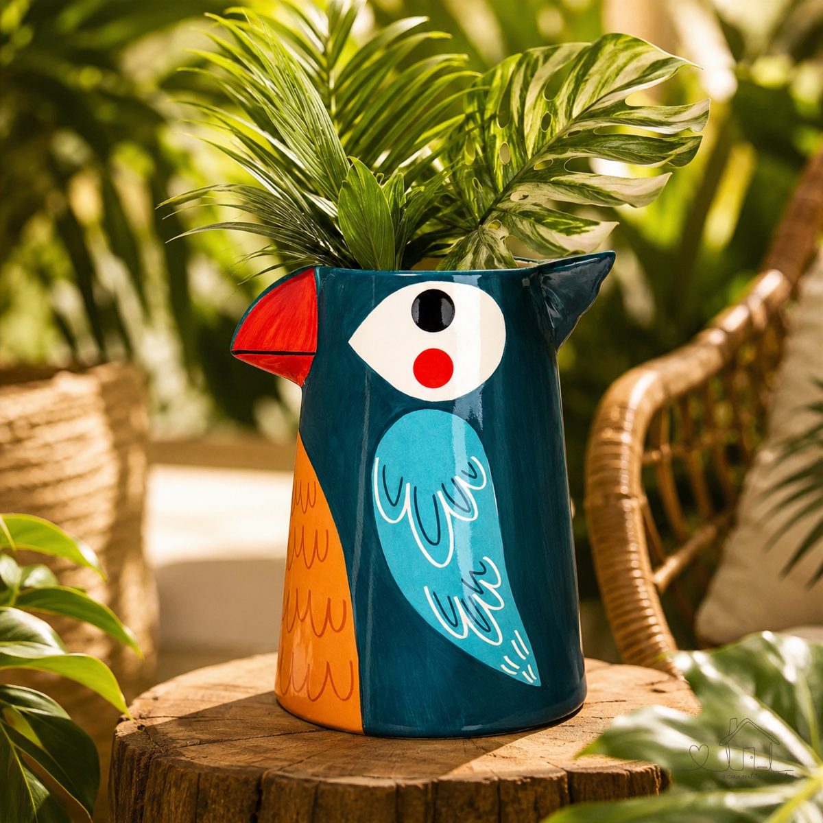 Cachepô Cerâmica 22x19x19cm Azul Vaso Decorativo Enfeite Planta