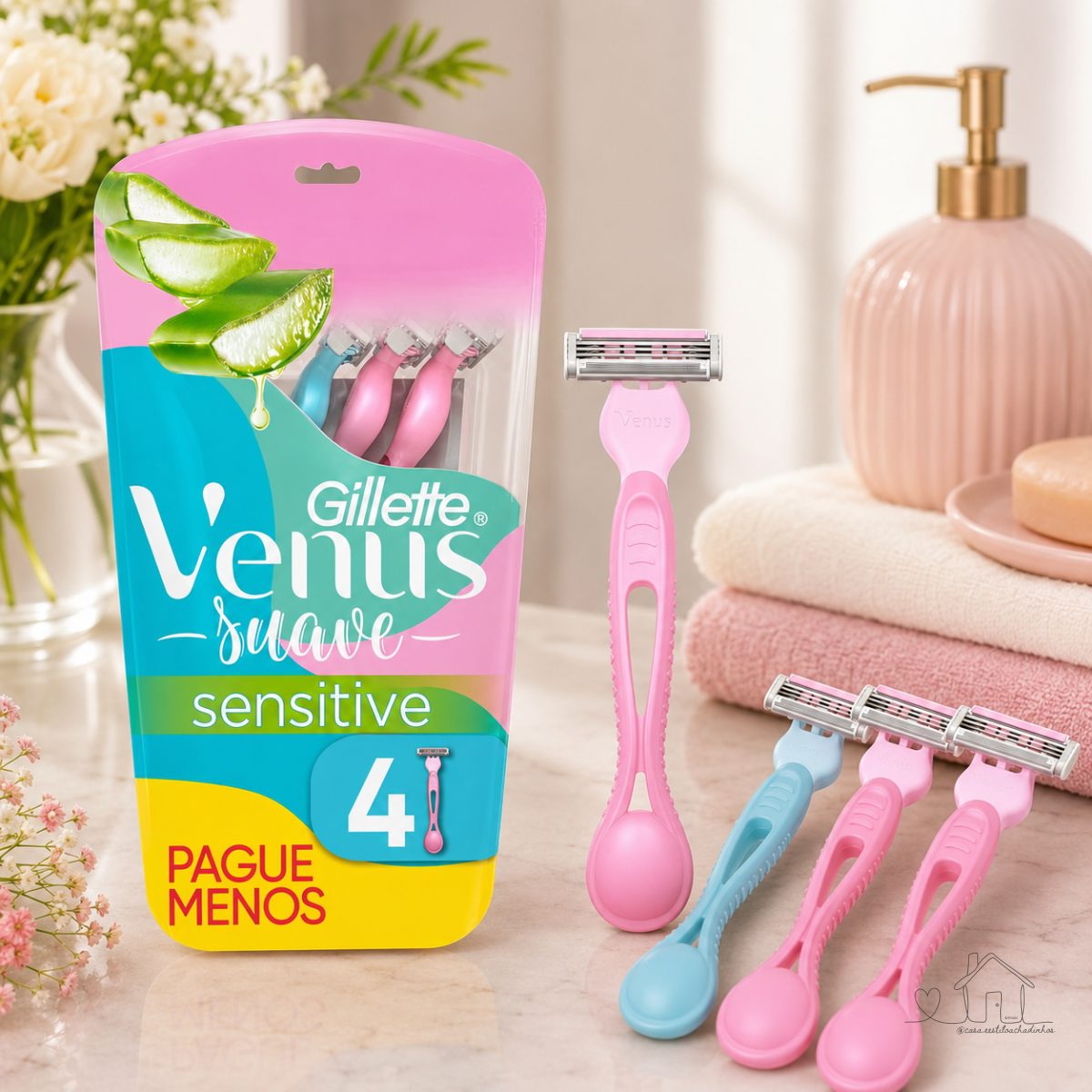 Gillette Venus Suave Sensitive Aparelho de Depilação Descartável, 4 Un