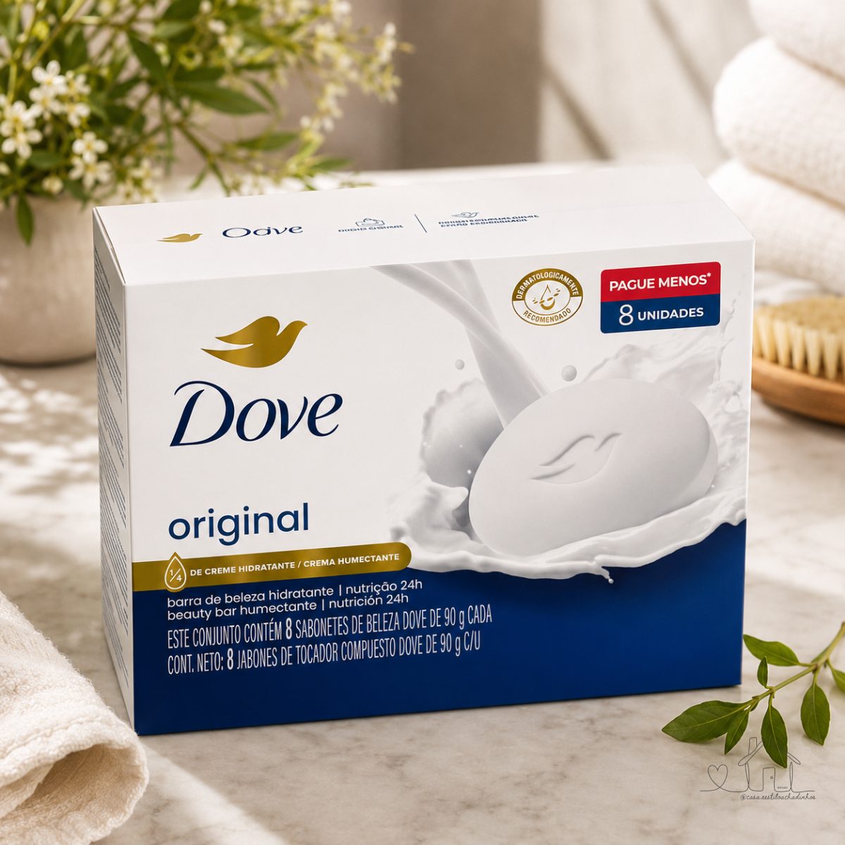 Dove Sabonete Em Barra Branco 90G - 8 Unidades