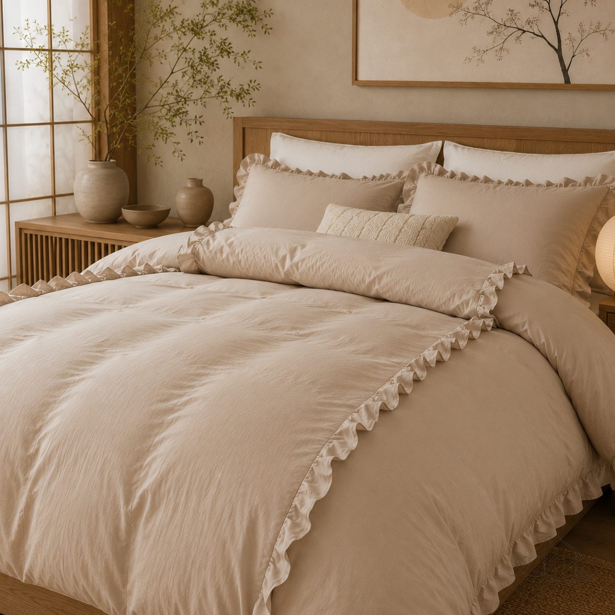 Capa Duvet para Edredom Queen 3 Peças com Babado - 100% Algodão + Fronhas