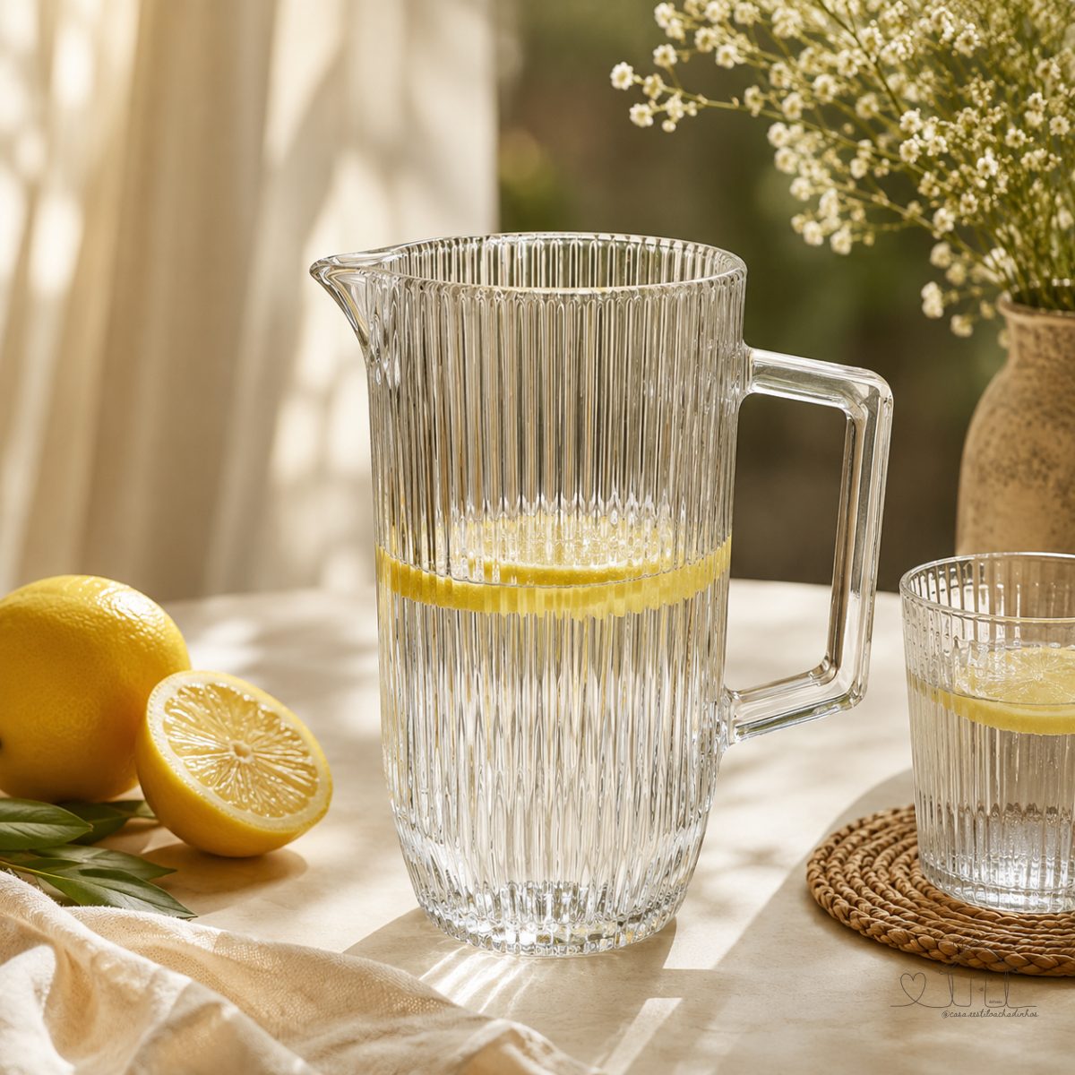 Jarra Graffiato de Vidro Transparente 1,2L