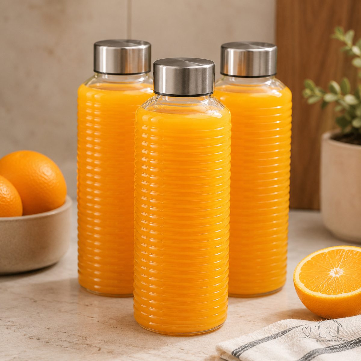 3 Garrafas de Vidro 1000ml Tampa Inox Ideal Geladeira Agua