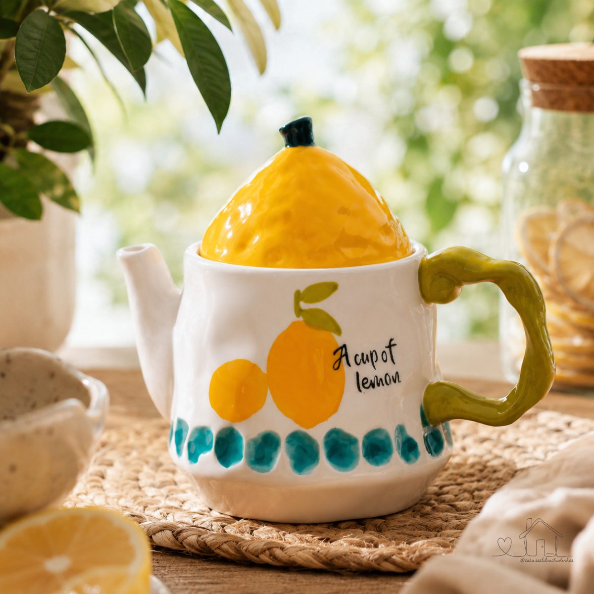 Chaleira Decorativa Limão Siciliano Tutti-Frutti em Cerâmica
