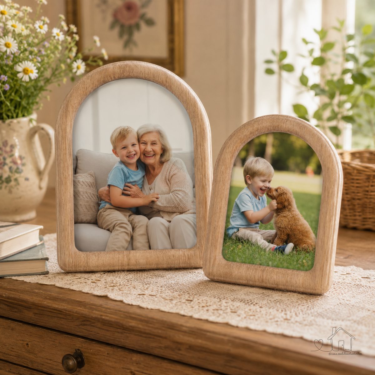 Porta Retratos MDF Moldura Arco Quadro Natural Foto 10x15cm ou 15x20cm