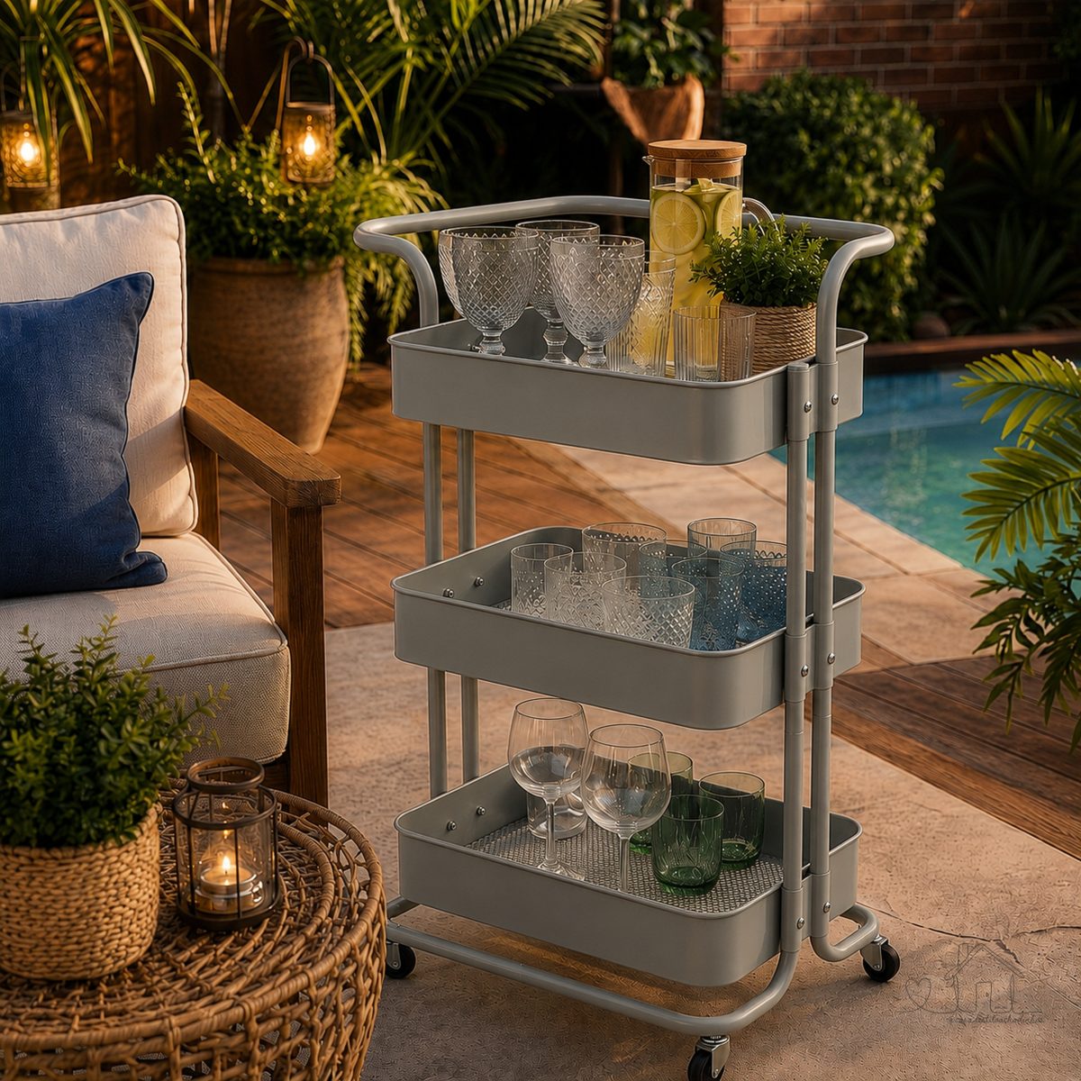 Carrinho Organizador 3 Prateleiras Com Rodinhas Cinza Westwing Collection