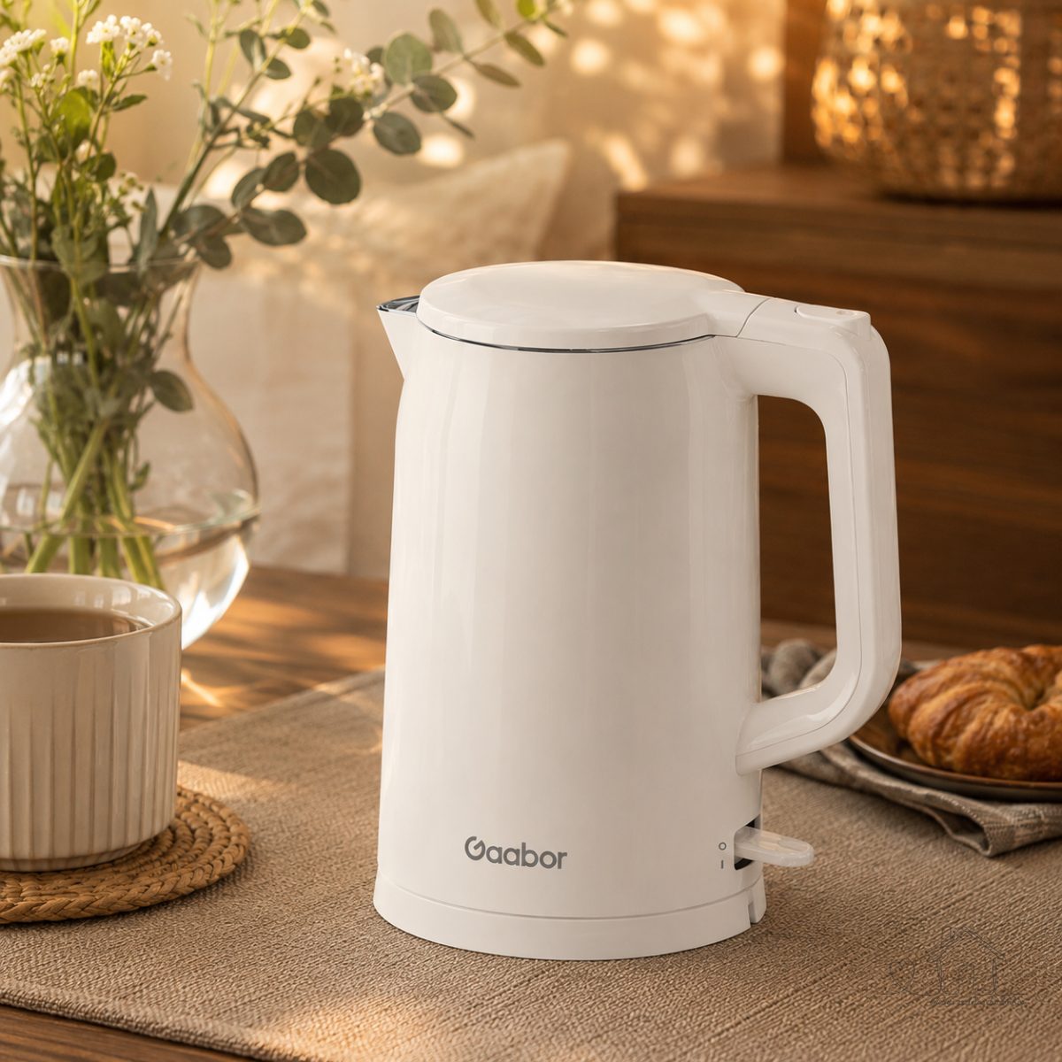 Gaabor Chaleira Branco com Apito 1500W Anticorrosiva e Durável com Controle Preciso de Temperatura