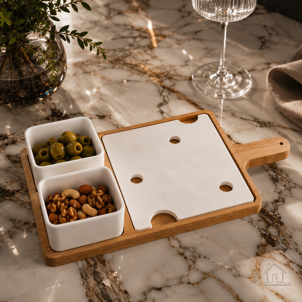 Conjunto Para Queijo Em Porcelana 4 Peças - Hauskraft