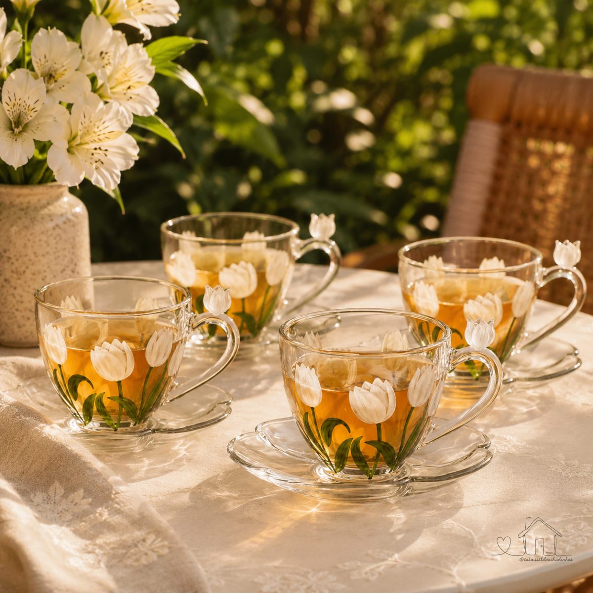 Jogo Xícaras Café Tulipa 8 Peças Cristal - 105ml