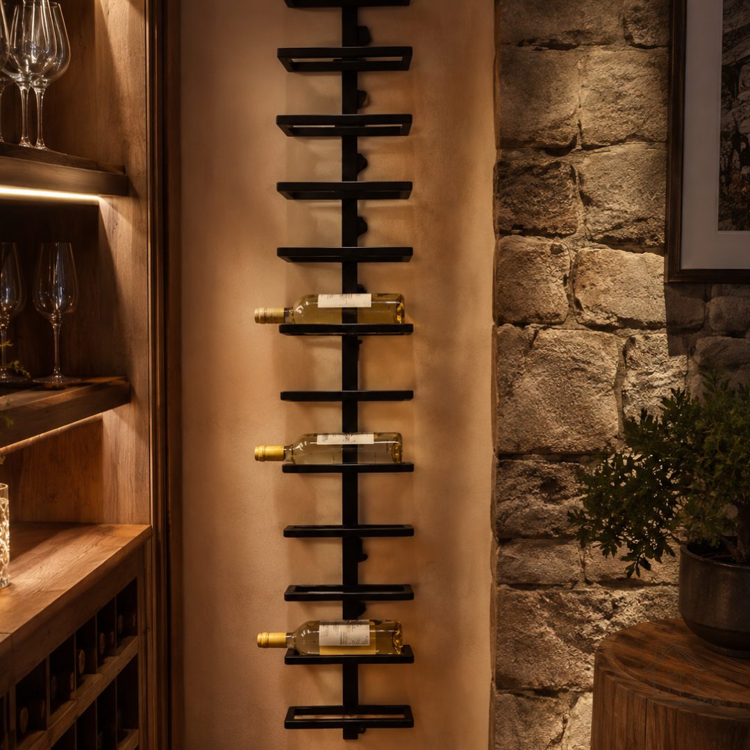Adega Suspensa De Parede Suporte Vinho 16 Garrafas 1.85m Preto