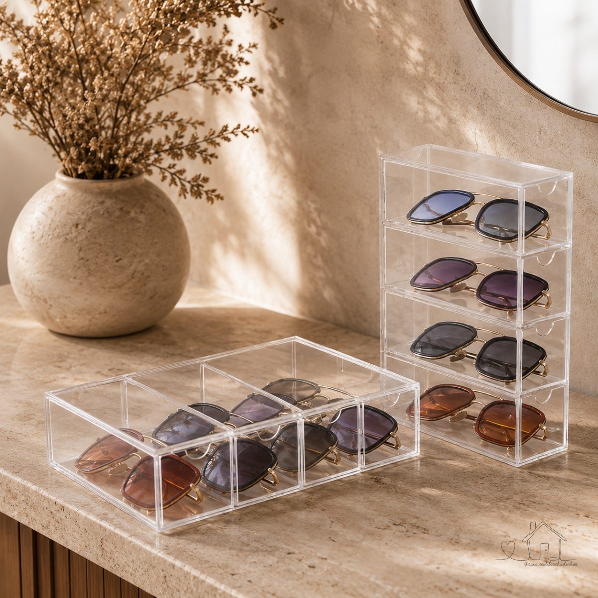 Caixa de Armazenamento de Mesa Estilo Gaveta de Acrílico - 4 Camadas