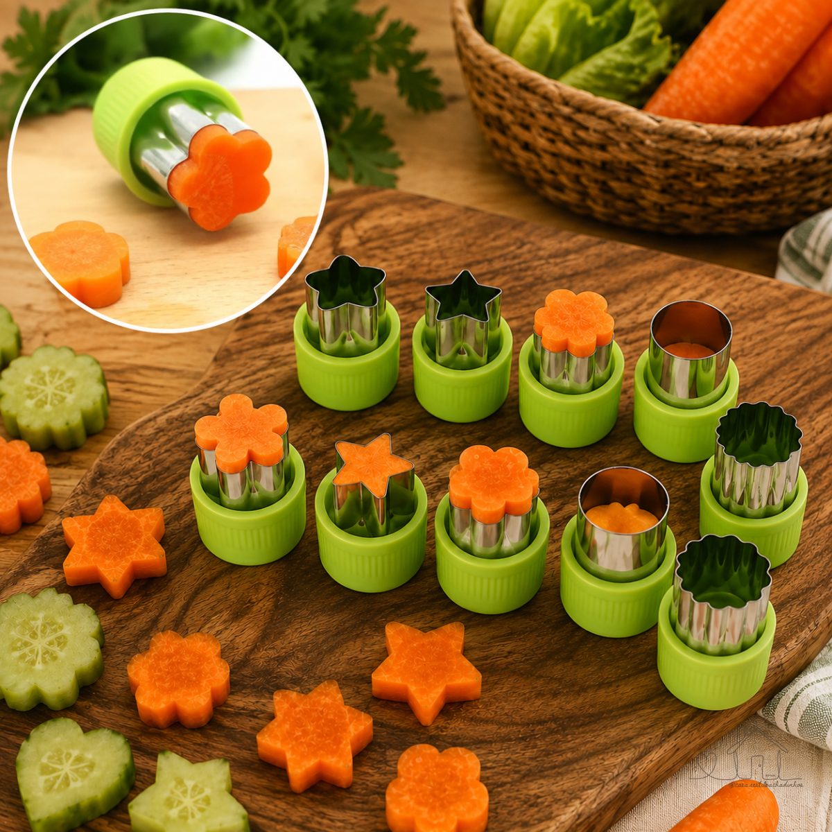Cortadores de Frutas Massas e Vegetais 9 Peças Formatos Divertidos Aço Inox