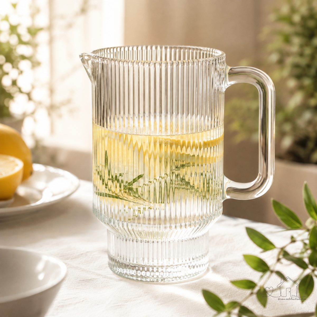 Jarra de Cristal Lines Canelada Suco Água 900ml Wolff