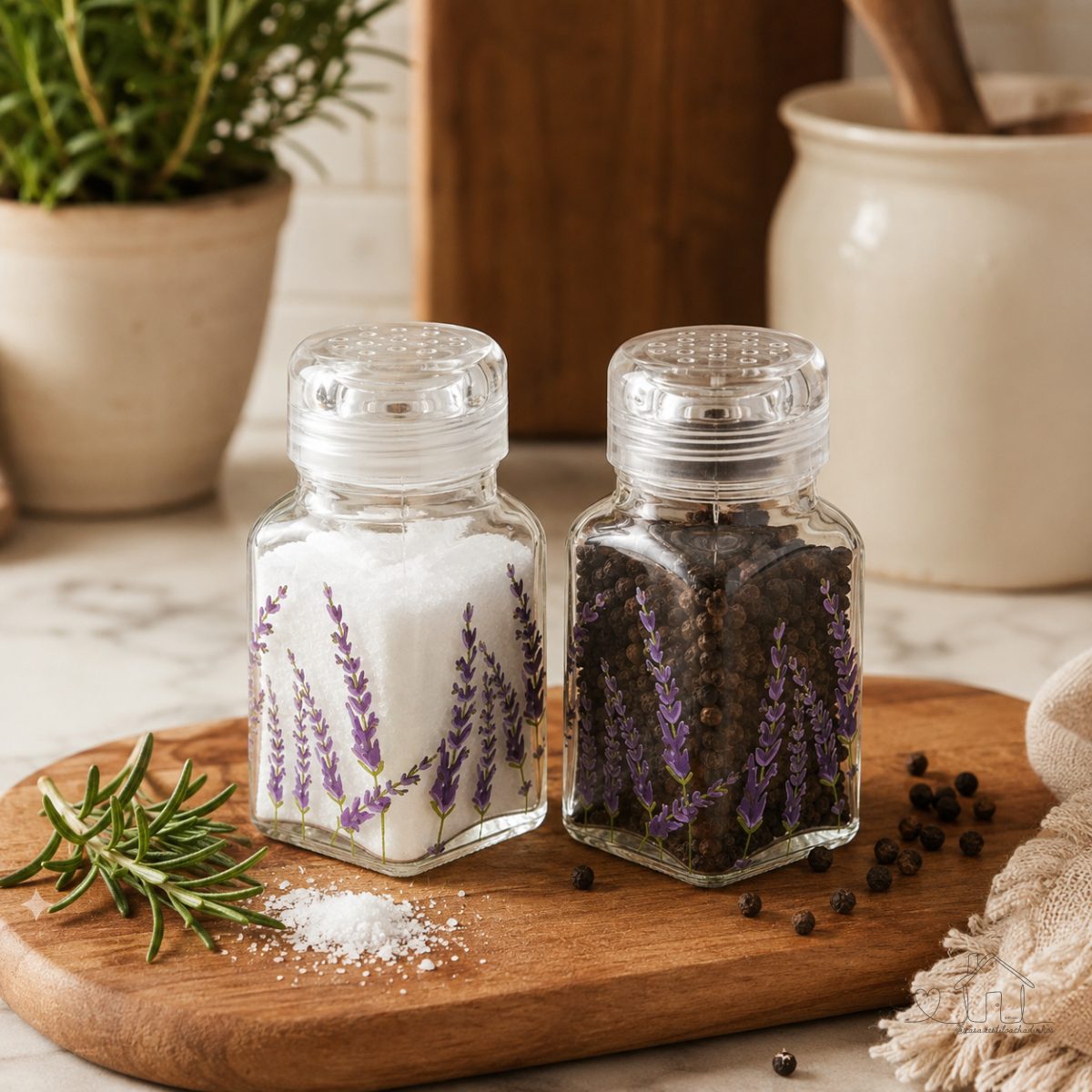 Conjunto 2 Porta Temperos Provence Lavanda 70ml Vidro Saleiro e Pimenteiro - Lyor