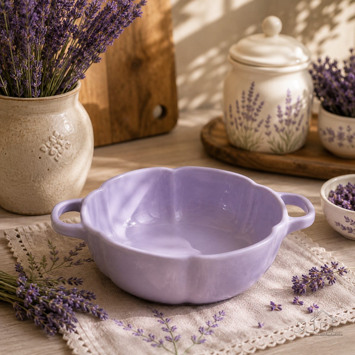 Bowl Lilás com Alças em Cerâmica