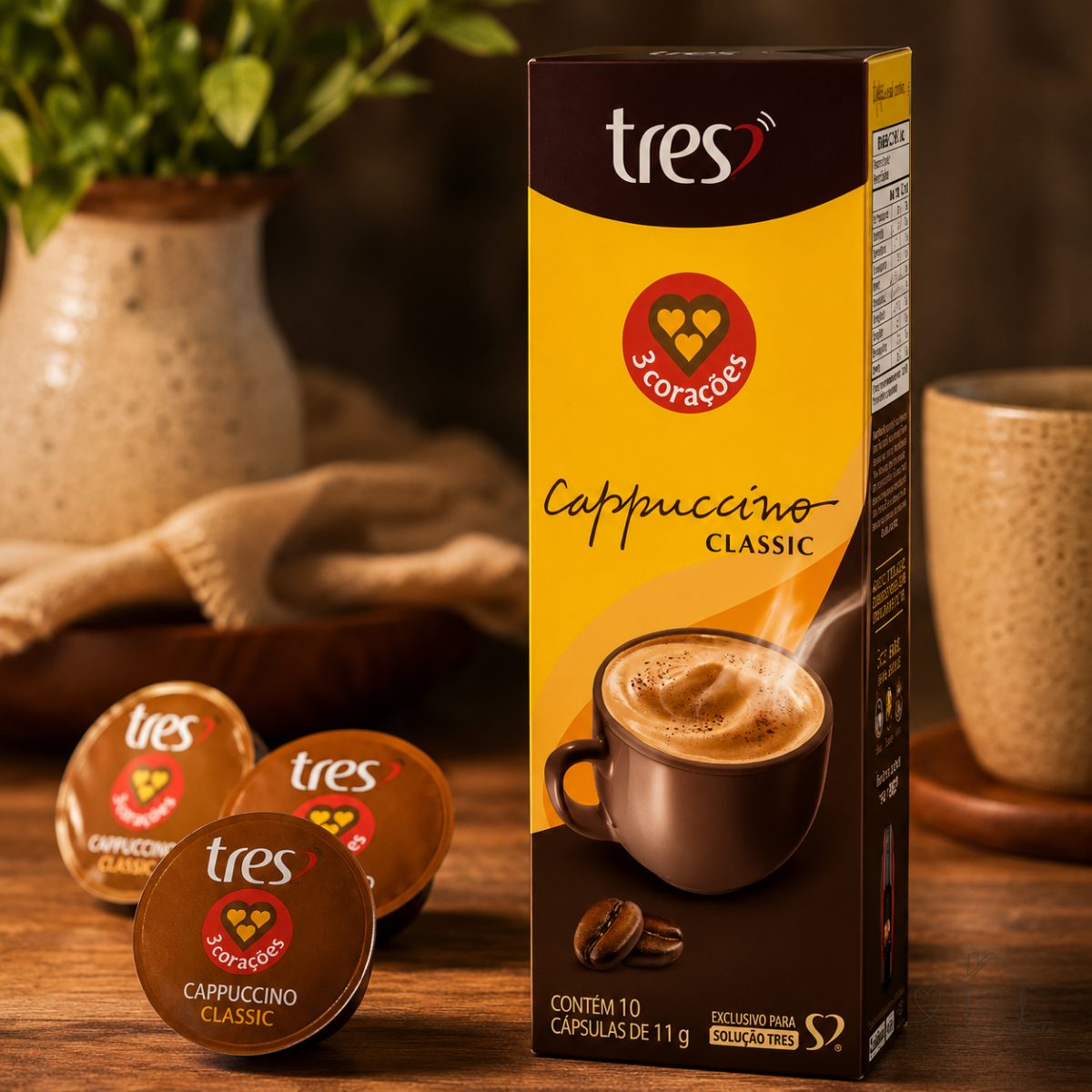 Cápsulas de Cappuccino Classic TRES Corações 10 unid