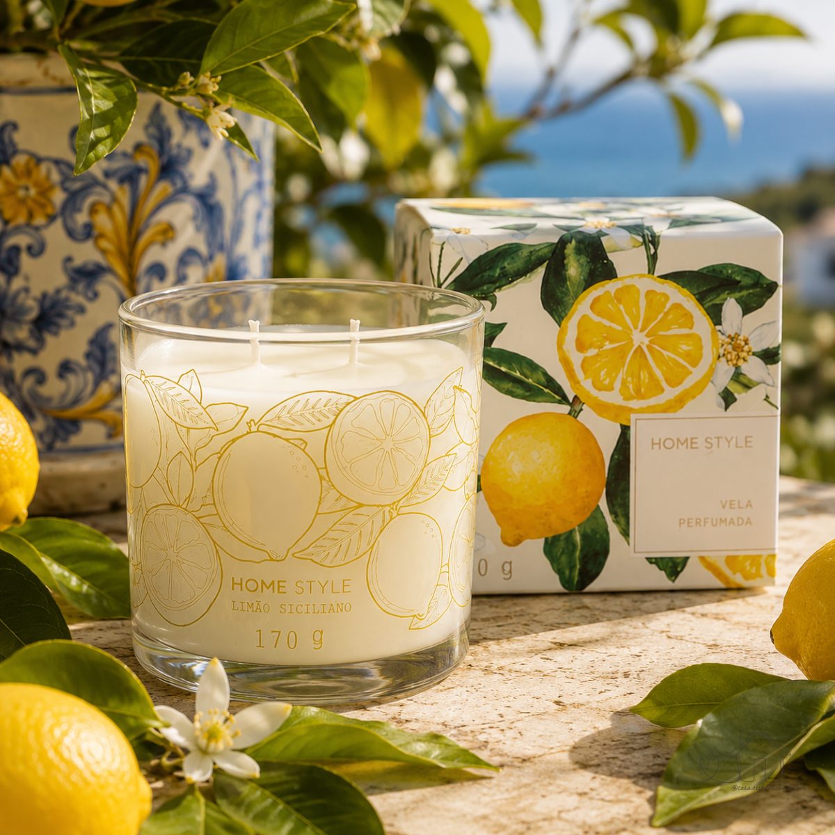 Vela Perfumada Home Style Limão Siciliano Multicolorido