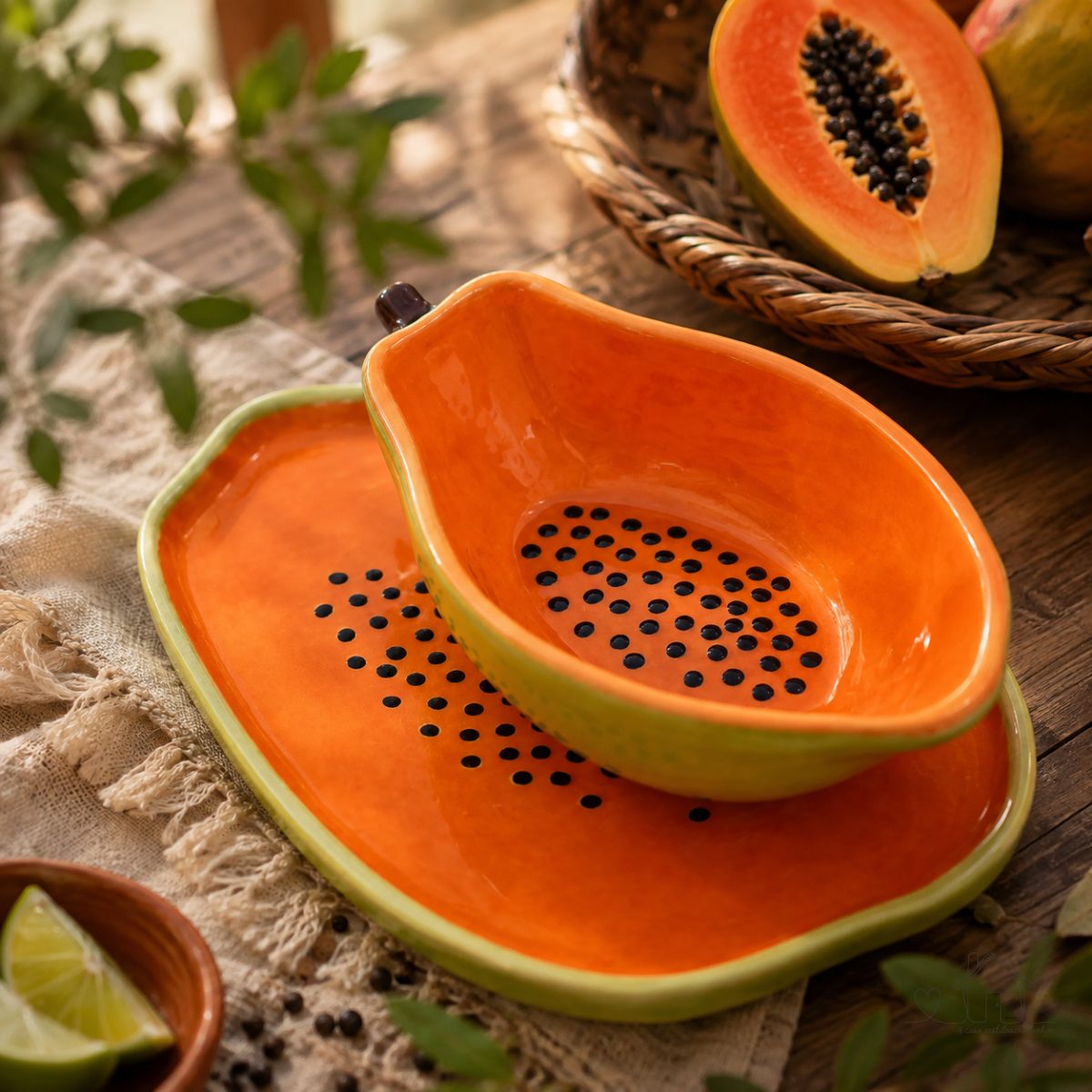 Bowl e Prato Frutas Cerâmica