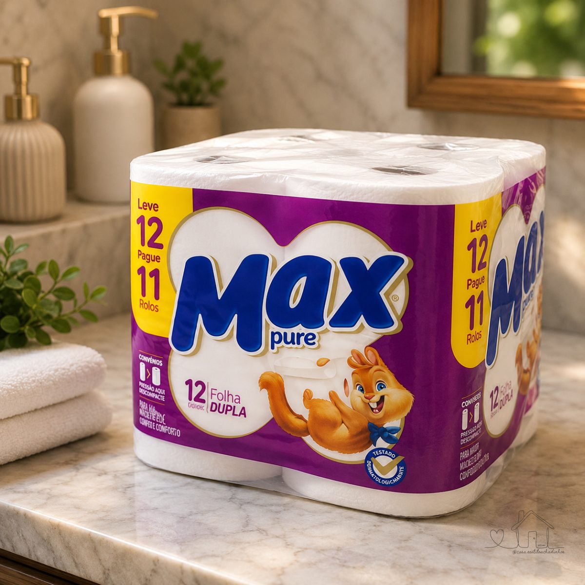 Papel Higiênico Folha Dupla Max Pure 30m Com 12 Rolos