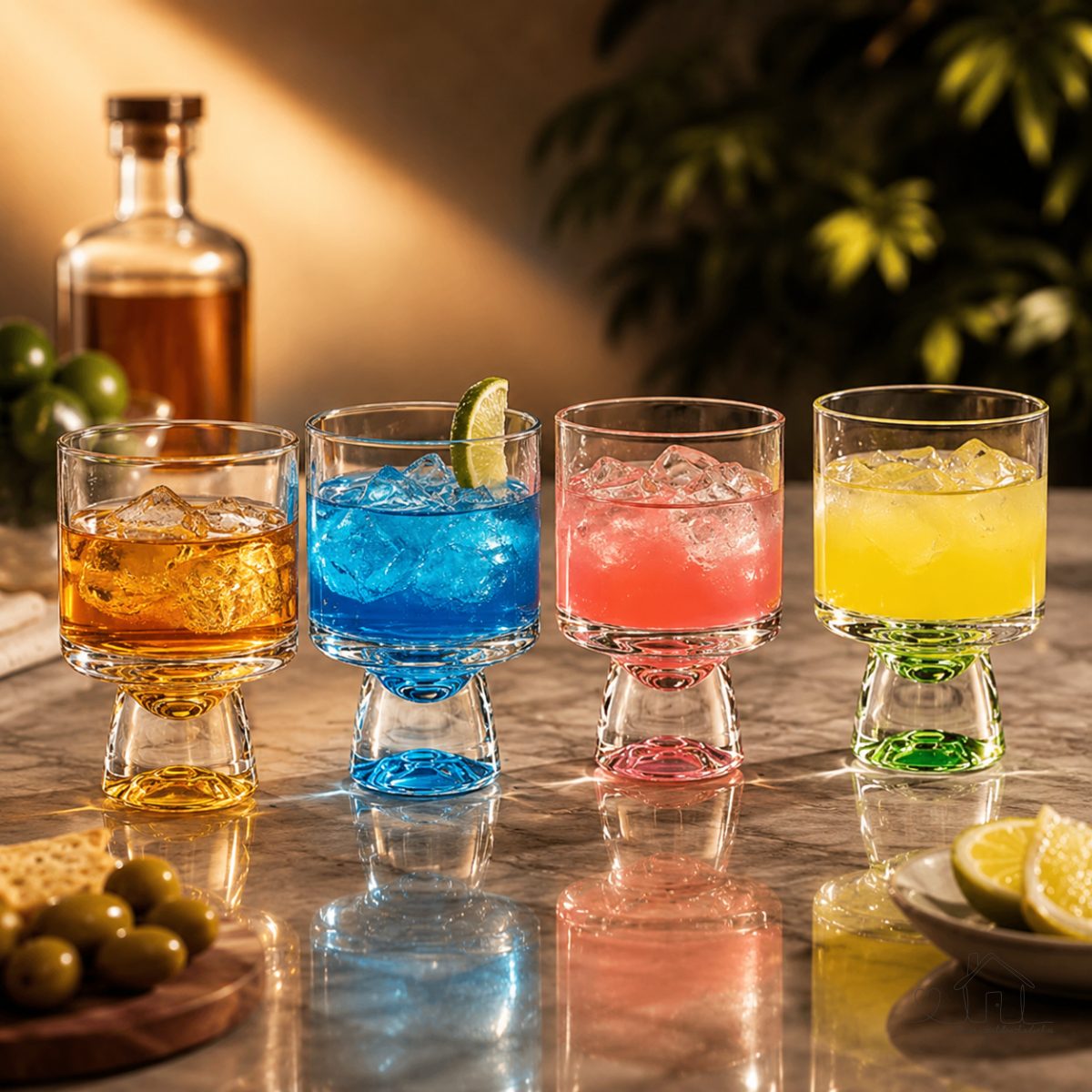 Jogo de Taças de Vidro Premium 4 Peças 230ml Coloridas - HAUSKRAFT
