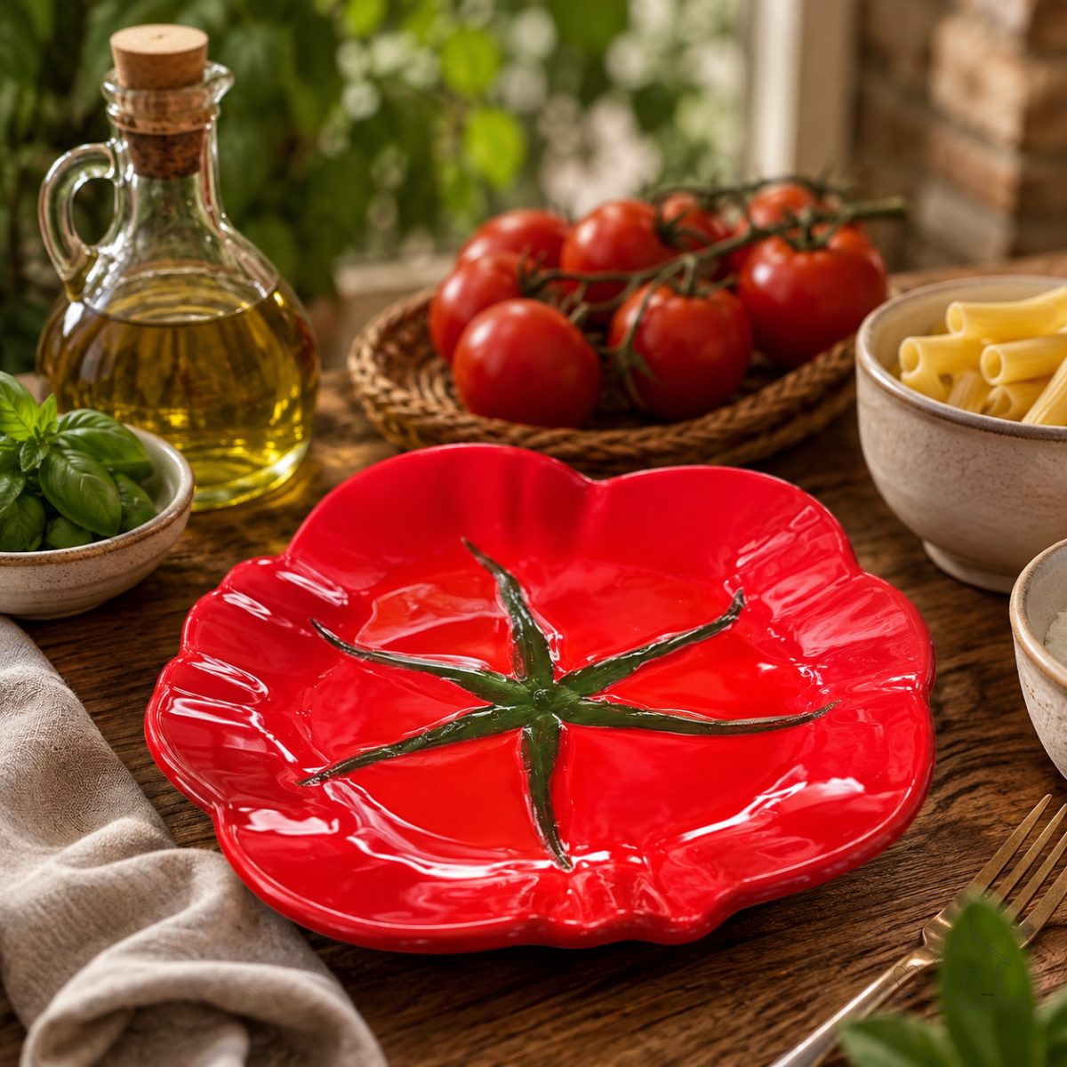 Prato Raso de Cerâmica 26cm Tomate Design Exclusivo