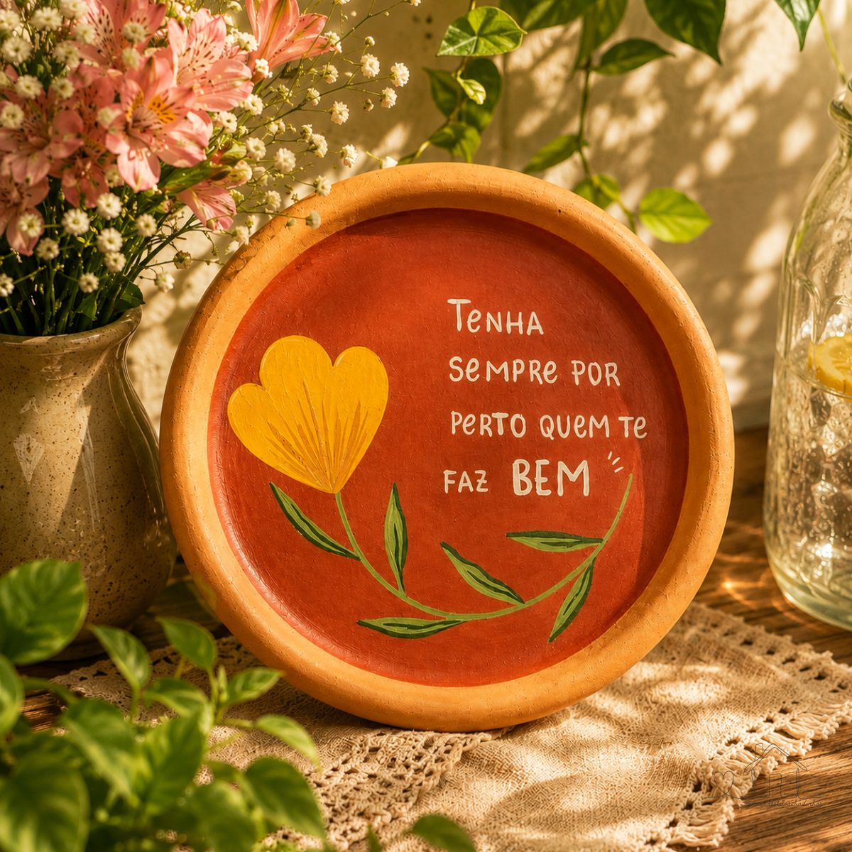 Prato Decorativo de barro para parede - Tenha sempre por perto quem te faz BEM
