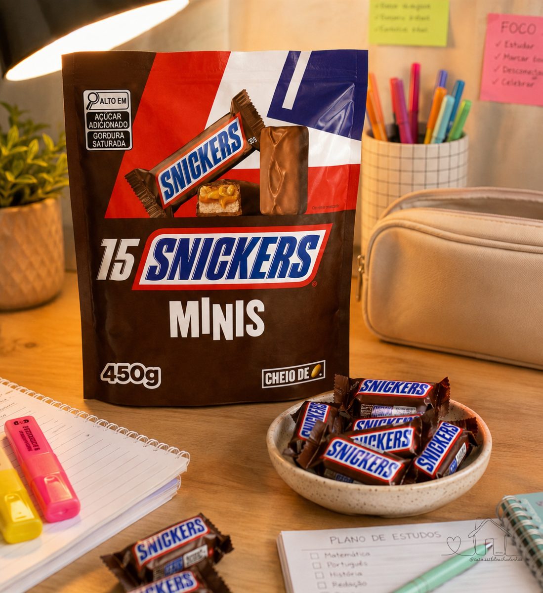 Chocolate Snickers Original Minis 15Un - 450g