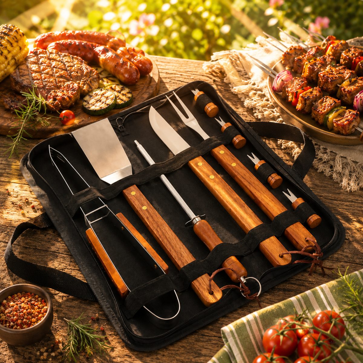 Kit Churrasco Completo com Jogo de Facas 10 Peças