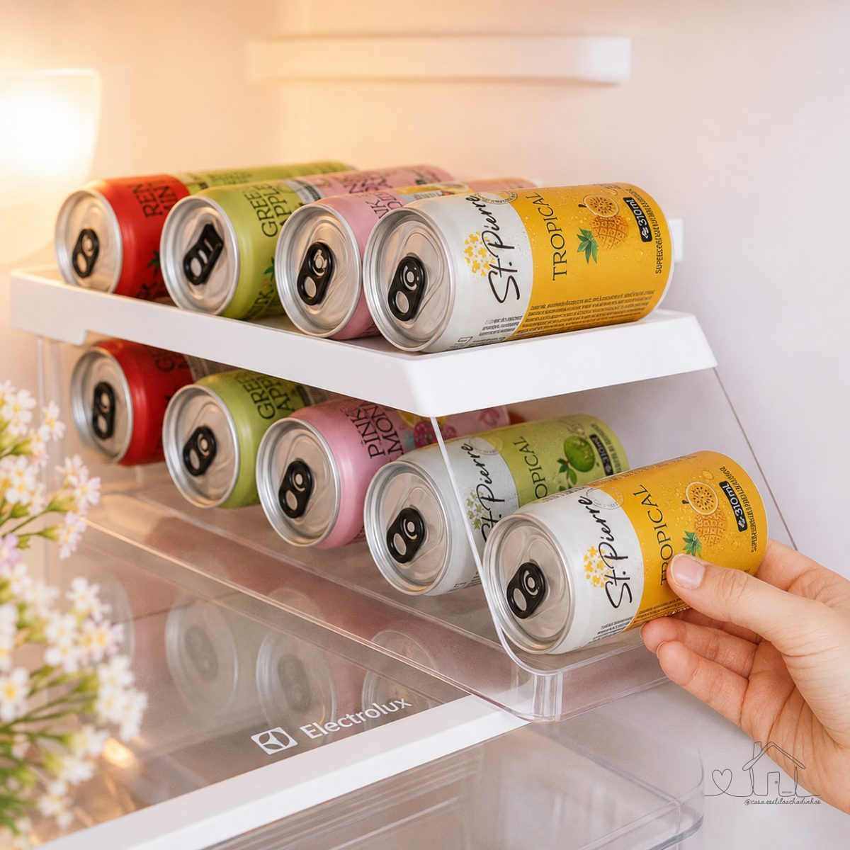 Organizador de Geladeira - Latas Multiuso - Armário/ Geladeira - 9 Latas