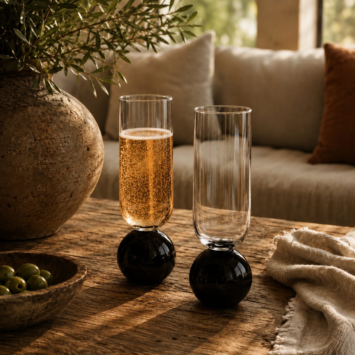 Kit 2 Taças Bubble 250ml Vidro Champanhe Base Esfera Drinks