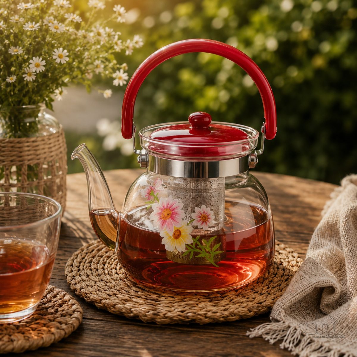 Chaleira de Vidro cafeteira 1,4 litro com Infusor Inox Moderna