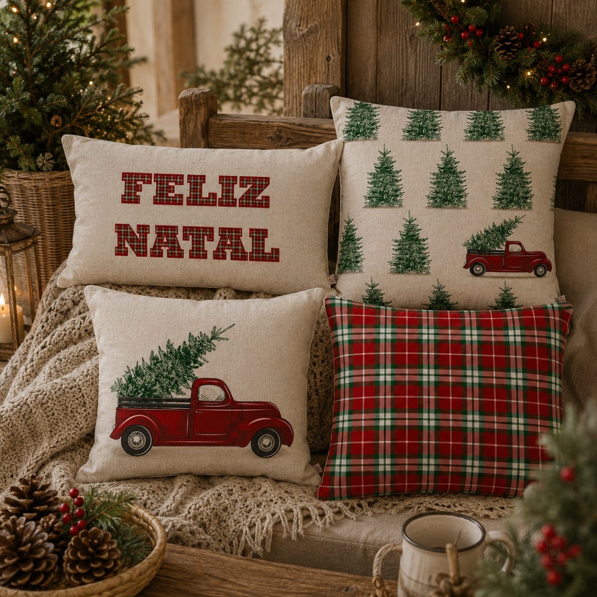 Kit Capas de Almofadas de Decoração de Natal