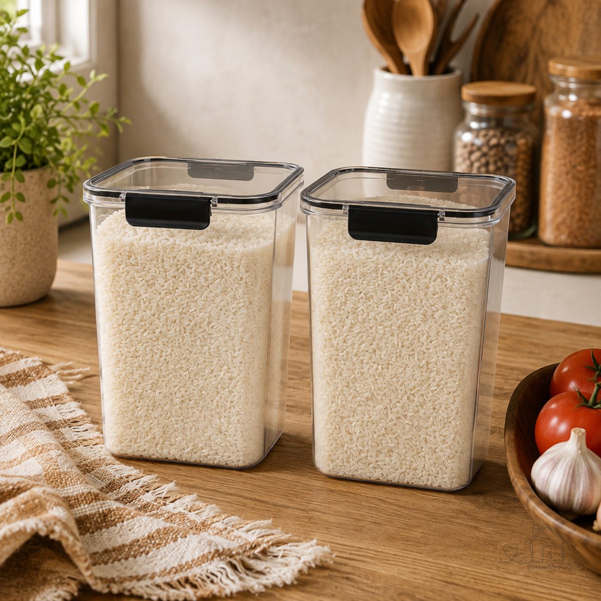 Jogo de 2 Potes 4200ml Hermético Organizador Cozinha Dispensa Alimentos