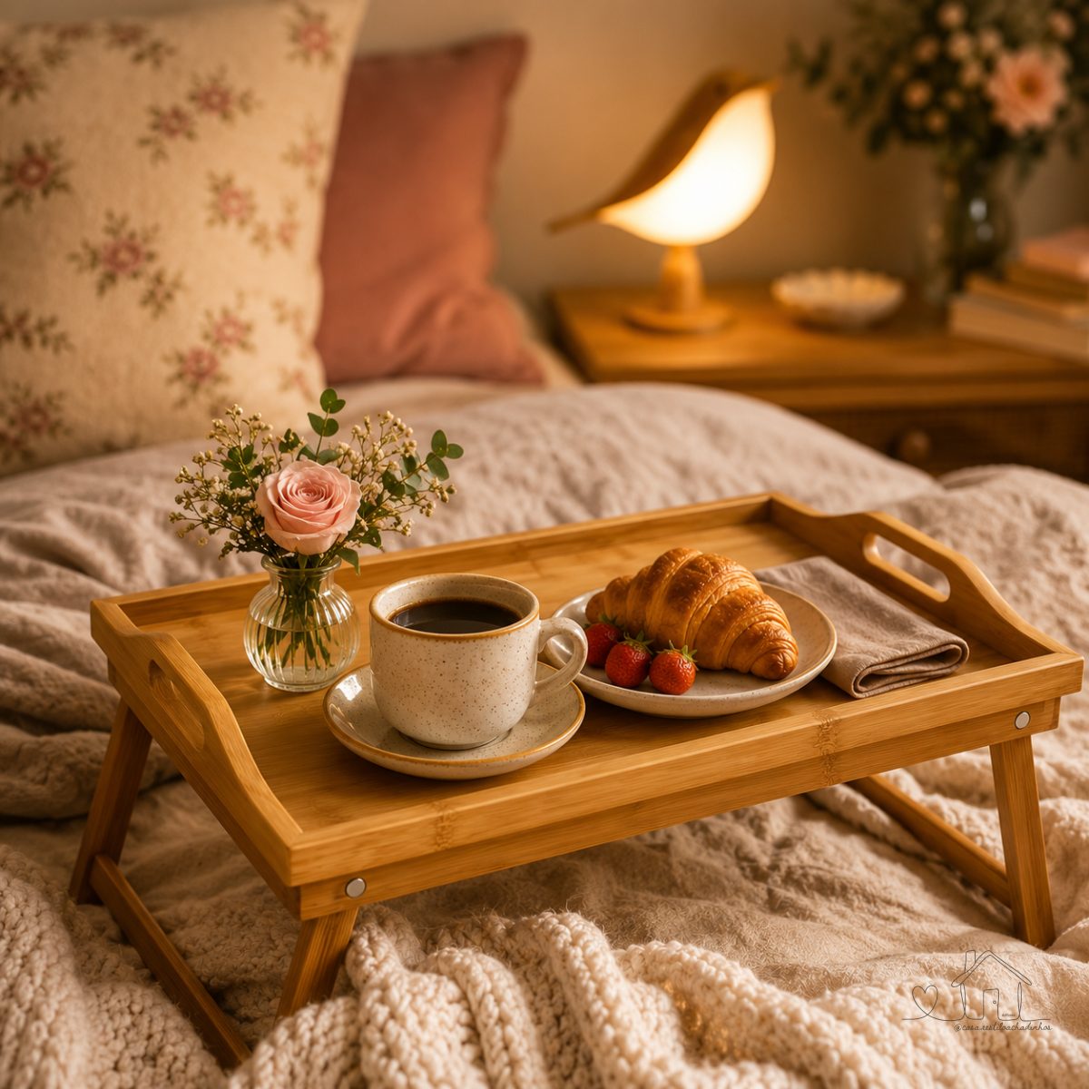 Bandeja de Bambu Café Da Manha Na Cama Em Bambu Pés Dobraveis 50x30cm Marca Kururuá