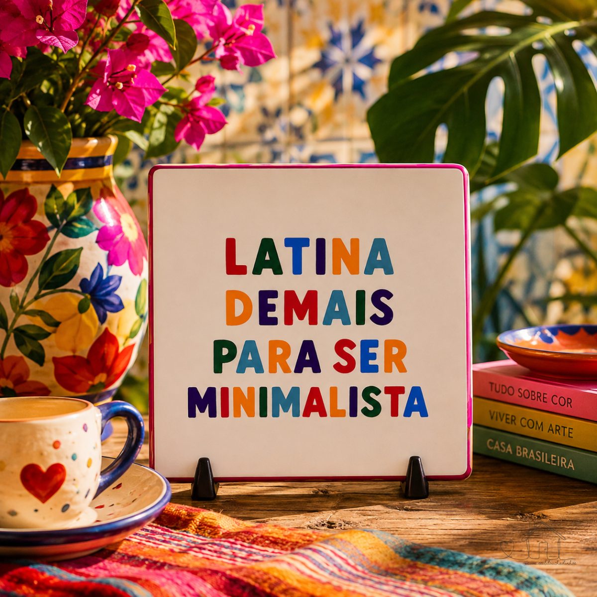 Azulejo Decorativo com Frase Personalizada Latina Demais ou a Vida Presta | Decoração Moderna com Suporte