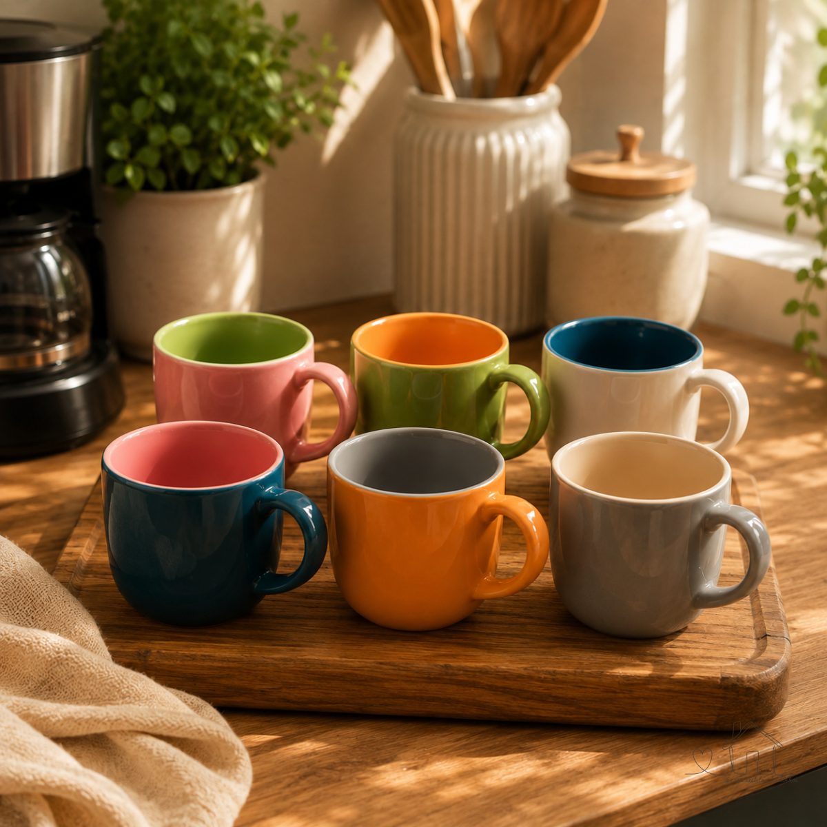 Caneca de Cerâmica 180ml Bicolor com Alça