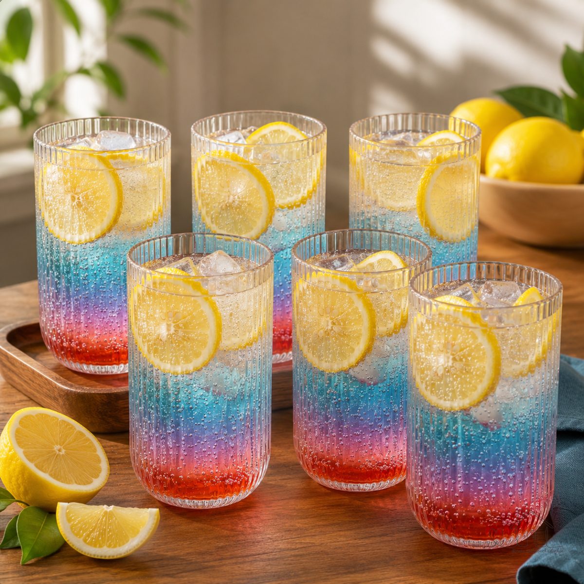 Jogo de Copos 6 Peças de Vidro Cameratta Canelado 420ml Suco Agua