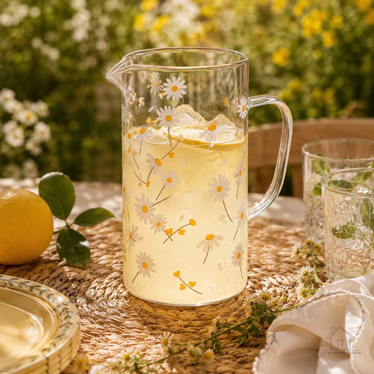 Jarra de Vidro Borossilicato Sunflower 1,2L Estampa Floral - Wolff