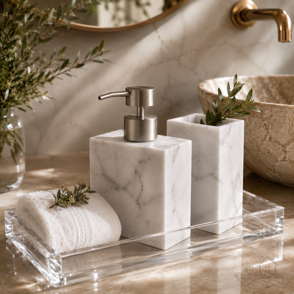 Conjunto Lavabo/ Banheiro - SABONETE LÍQUIDO e PORTA ESCOVA - POLIRRESINA