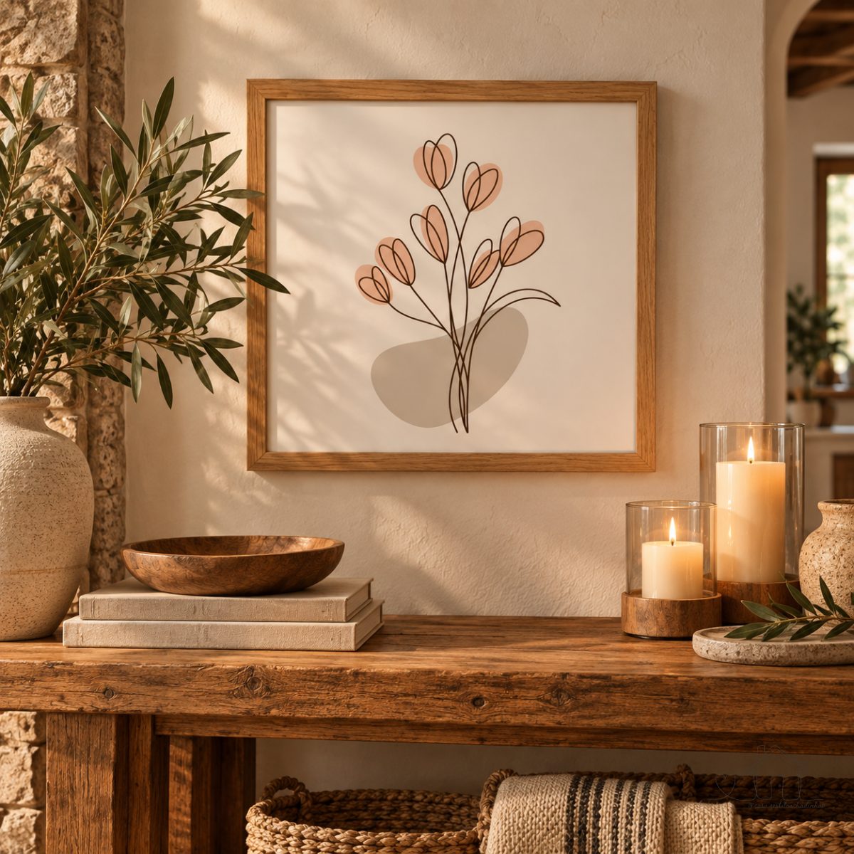 Quadro decorativo cobre caixa de luz com moldura Resinado 43x43 BOHO FLOR sala/quarto/cozinha/decoração/parede