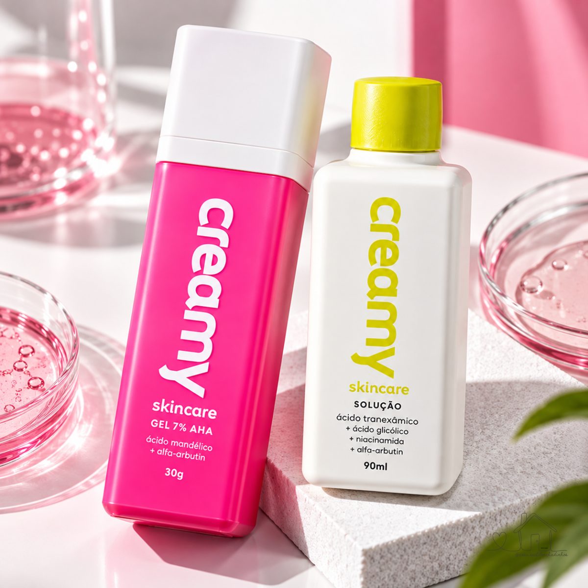Kit Creamy Skincare Antimanchas Gel Clareador Antiacne - Ácido Mandélico + Tônico Clareador - Ácido Tranexâmico