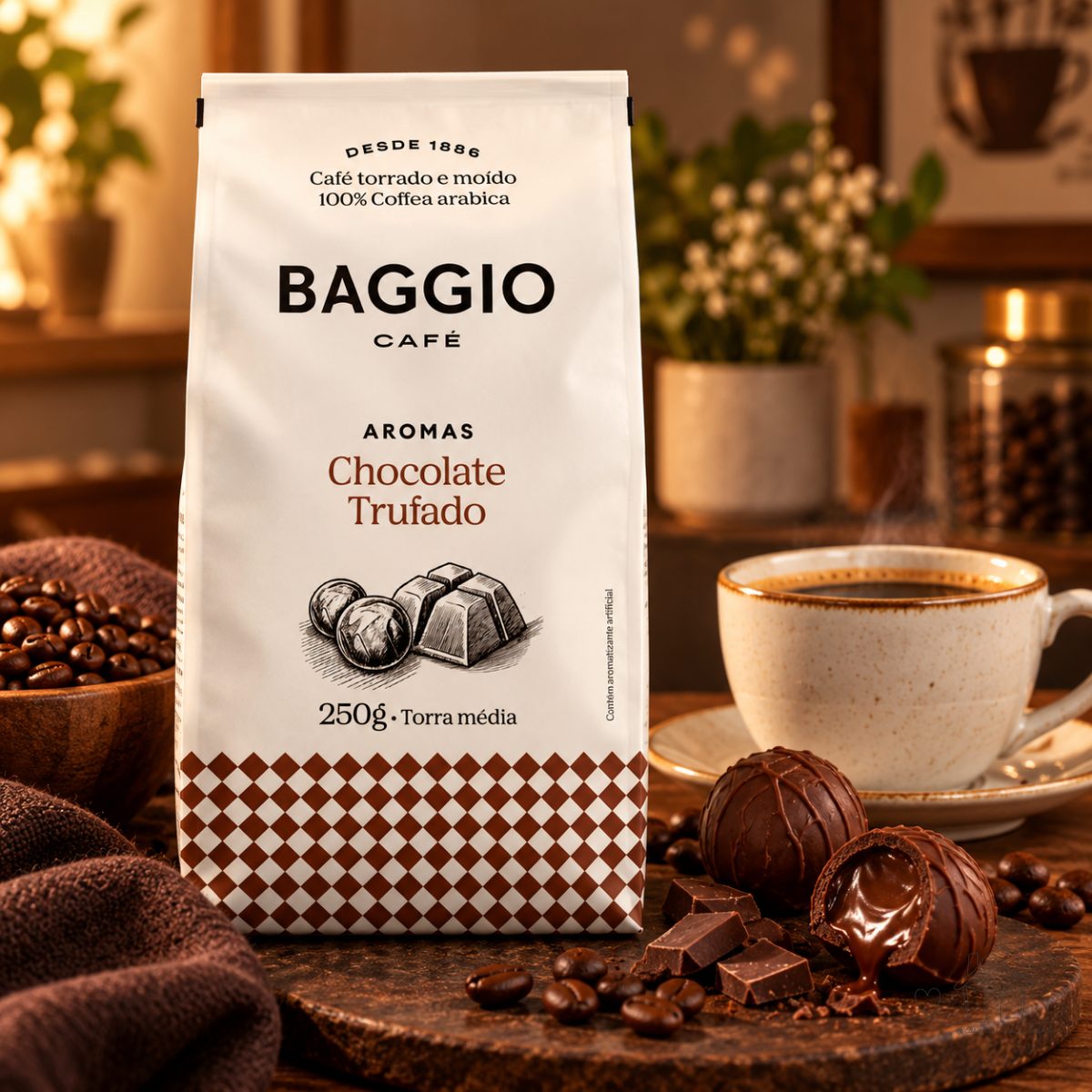 Baggio Café Café Torrado e Moído Aroma de Chocolate Trufado 250g