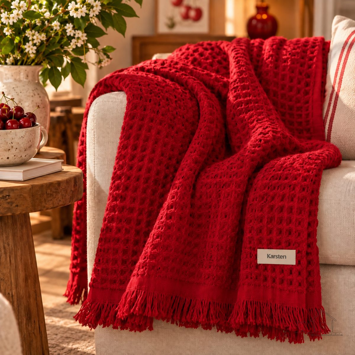 Manta Decorativa Karsten Denver 100% Algodao Cor Vermelho