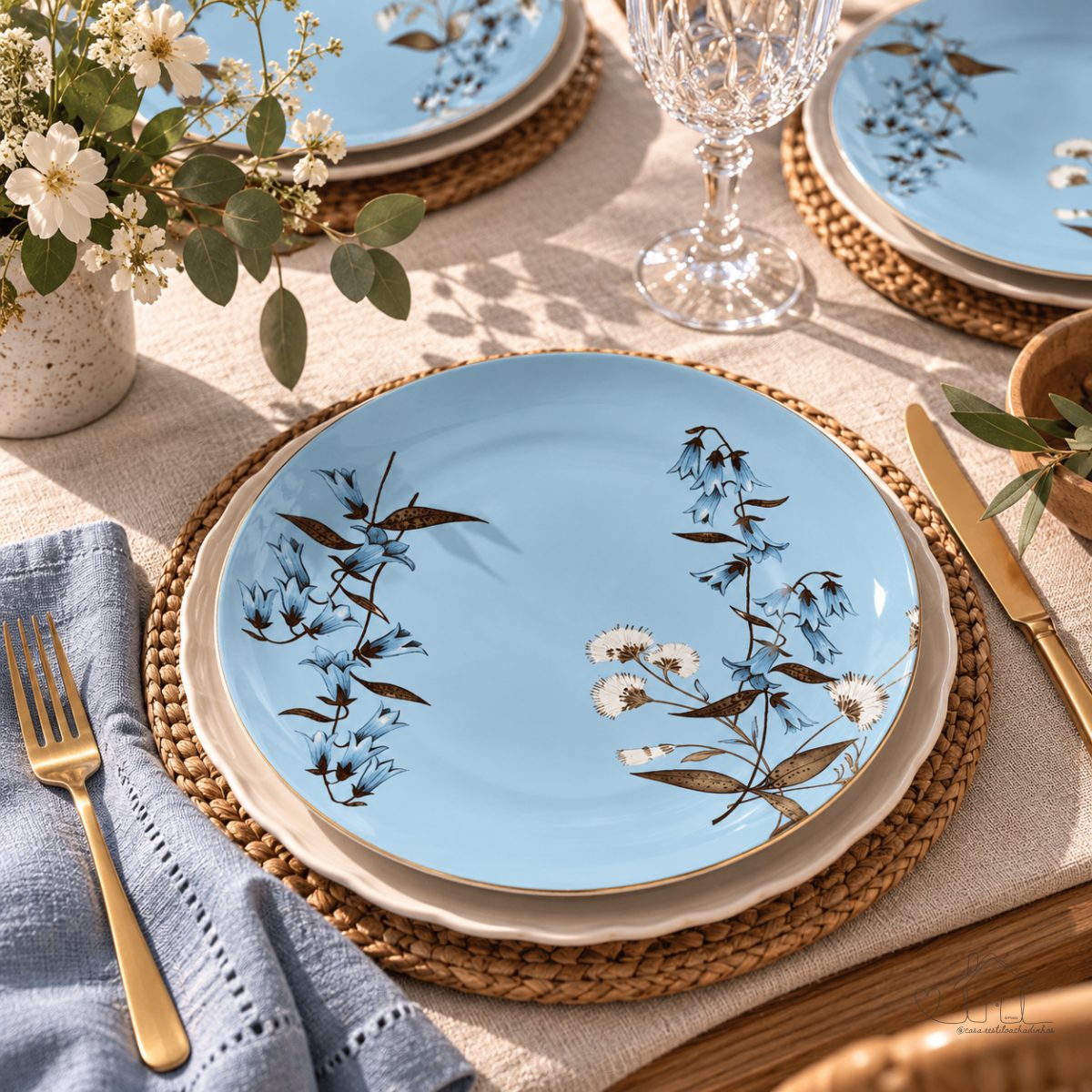 Prato de Porcelana para Sobremesa - Brisa Floral