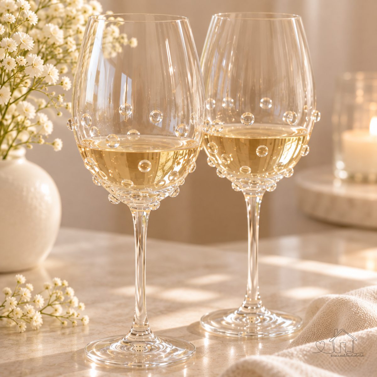 Taças de Cristal Vinho 580 ml Bohemia Titanium decorado com mini gemas 2 un