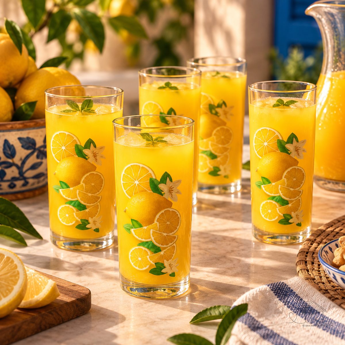 Jogo de 6 Copos Long Drink de Vidro Multiuso Estampa Limão Siciliano 225ml - Ruvolo